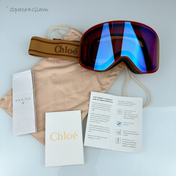 Chloe Ski Mask CH0072S 003 Matte Rust Orange Multilayer Blue Zeiss - Picture 3 of 10